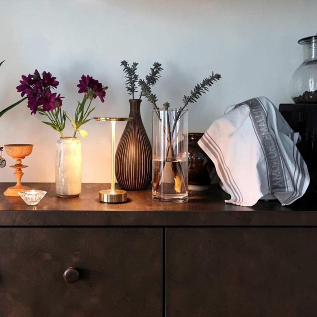Rechargeable waterproof dimmable wireless table lamp, versatile for modern indoor & outdoor spaces.