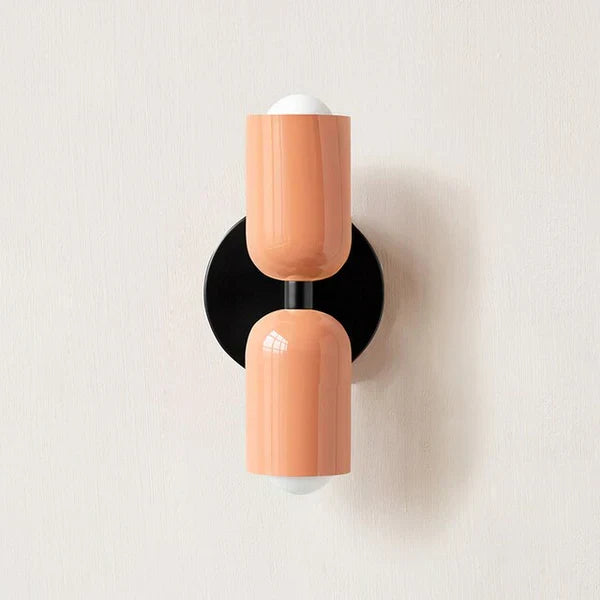 DualGlow LED wall light, black finish, ideal for contemporary living spaces and modern home decor.