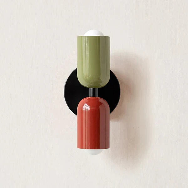 Modern black Double LED Wall Lamp, contemporary design, illuminates with an elegant up & down glow.