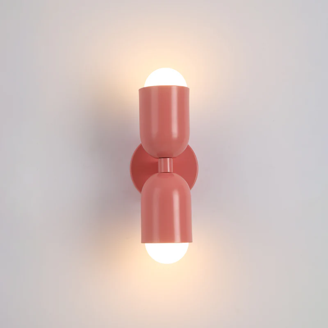 Double-sided LED wall lamp in black metal, offering modern, energy-efficient lighting for living & bedroom spaces.