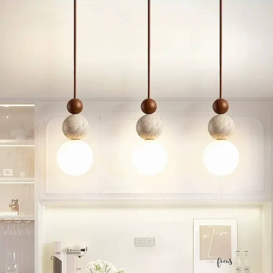 Stylish modern hanging lamp, perfect for living room, dining room, kitchen ambient lighting.