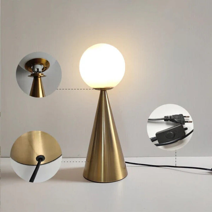 Elegant Ellarvo cone base table lamp with frosted glass diffuser, enhancing modern home decor