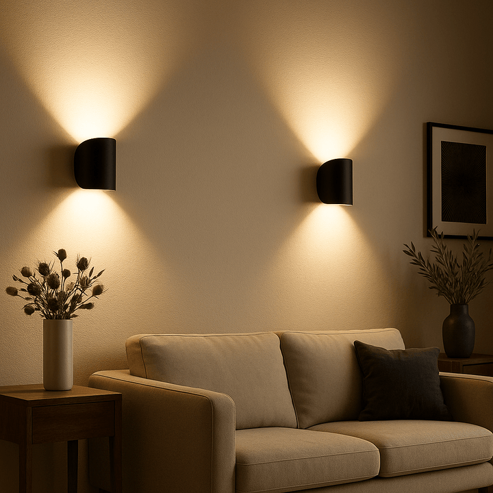Minimalist LED wall sconce, ideal for modern bedroom or hallway ambient lighting, energy-efficient.
