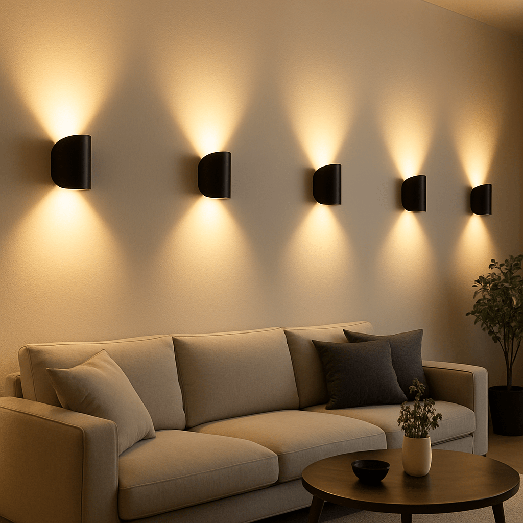 Sleek, energy-efficient LED wall light, perfect for contemporary office or living room lighting solutions.
