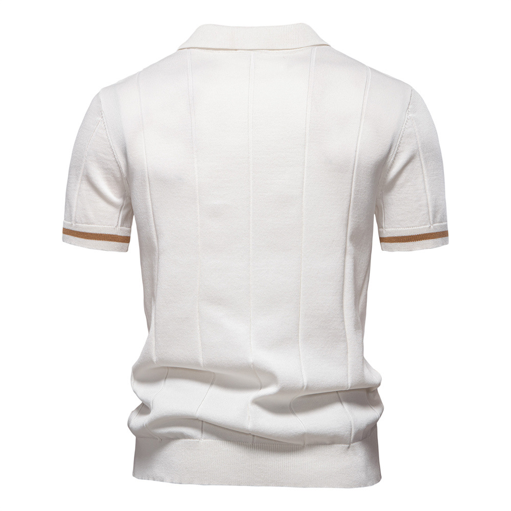 Stylish men's short sleeve ribbed polo top. Breathable fabric & modern fit for ultimate comfort.
