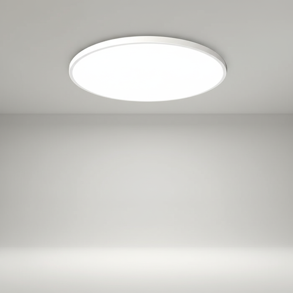 Energy-efficient modern flat LED ceiling light. Minimalist design enhances any contemporary home decor.