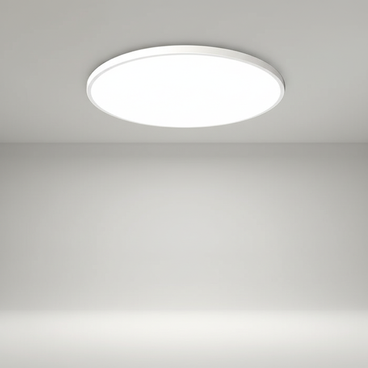 Energy-efficient modern flat LED ceiling light. Minimalist design enhances any contemporary home decor.