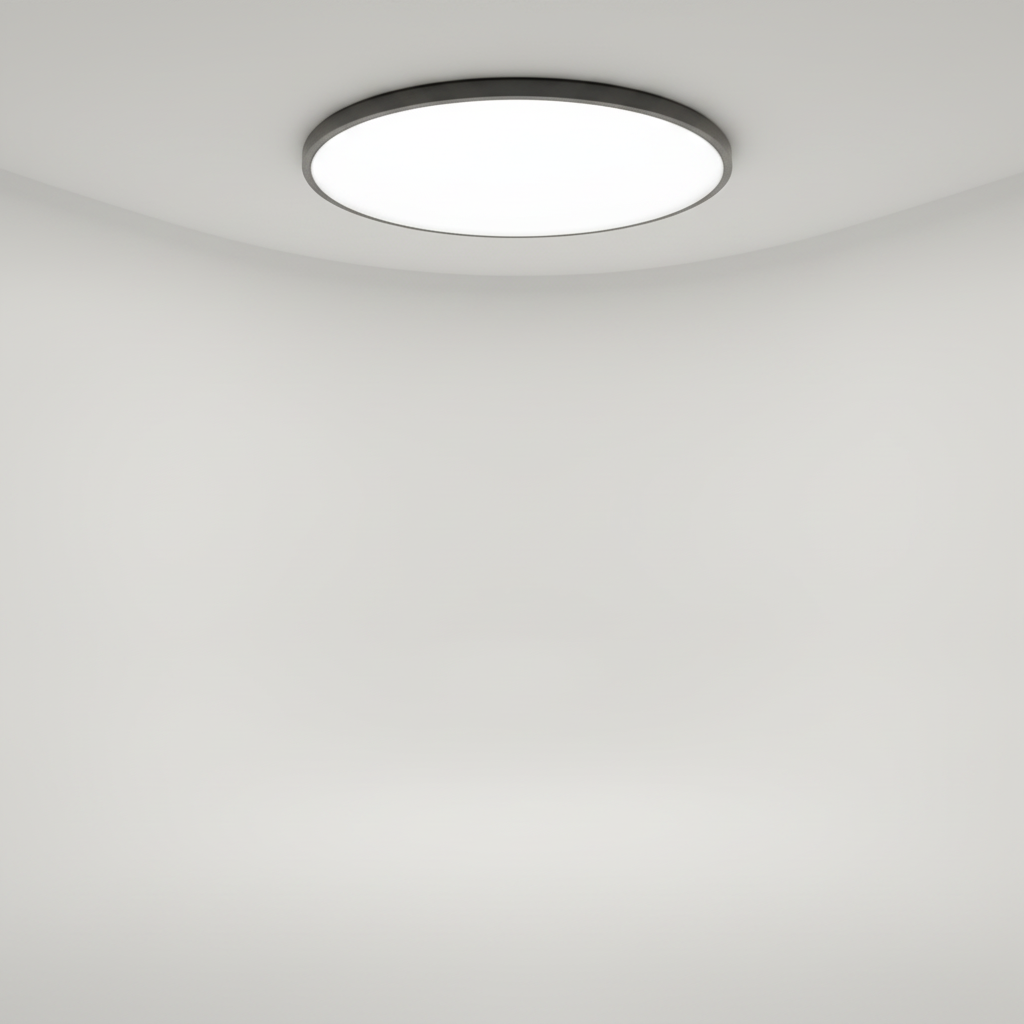 Clean, minimalist flat LED ceiling light. AuraSphere design offers soft, modern home lighting.