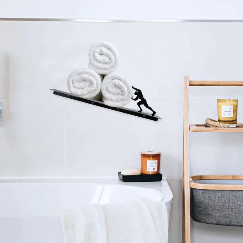 Compact modern freestanding toilet paper dispenser and storage shelf. Great for small bathrooms.