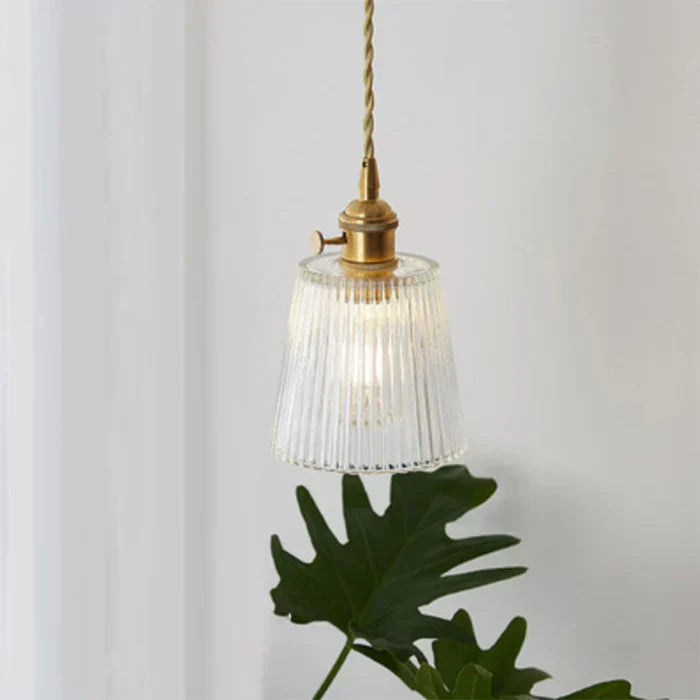 Industrial modern glass pendant lamp, perfect hanging light for dining room or kitchen island decor.