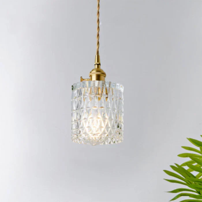 Transparent glass pendant lamp, ceiling light offering elegant modern lighting for home decor.