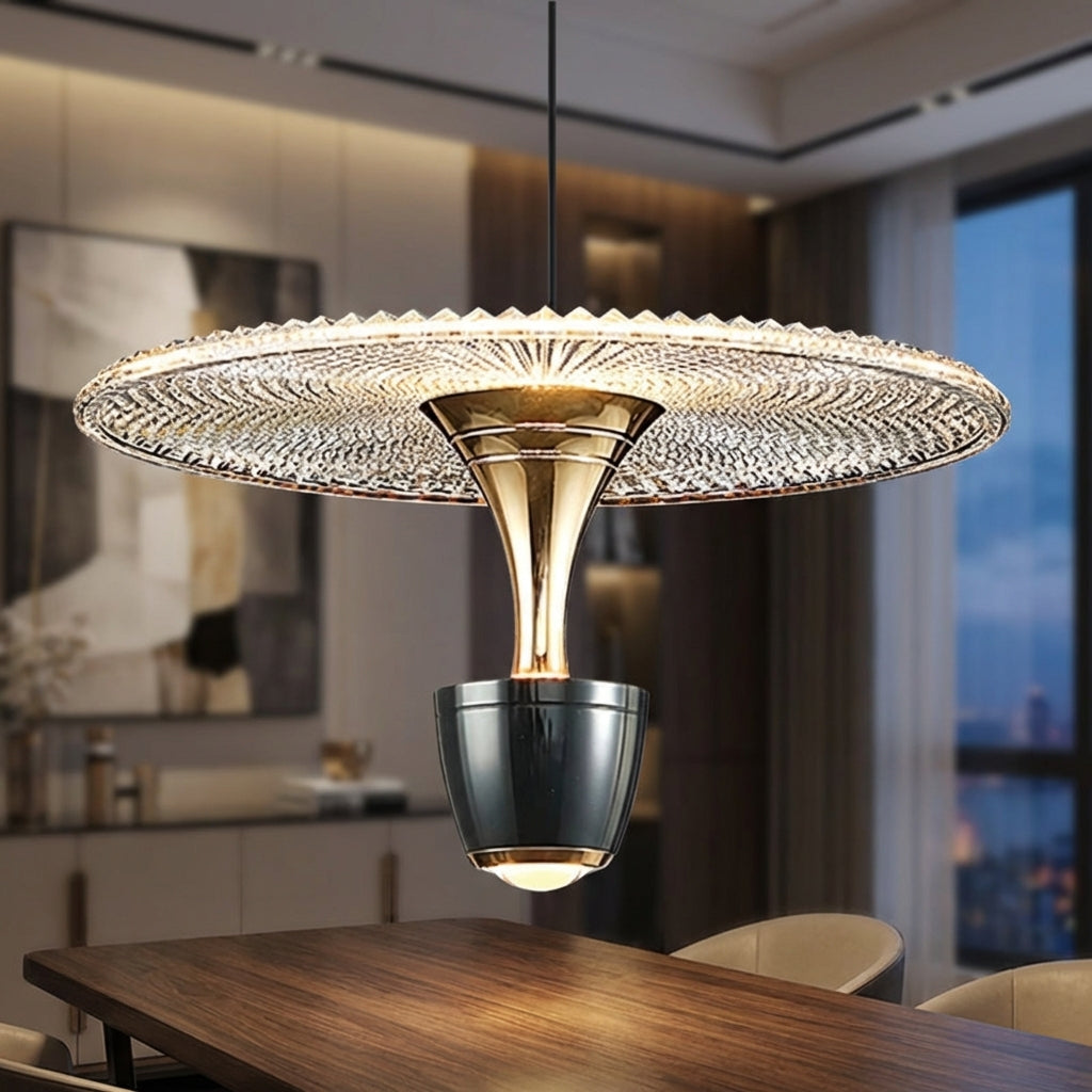 Modern Glissara pendant light creating an inviting ambiance, perfect for contemporary living or dining rooms.