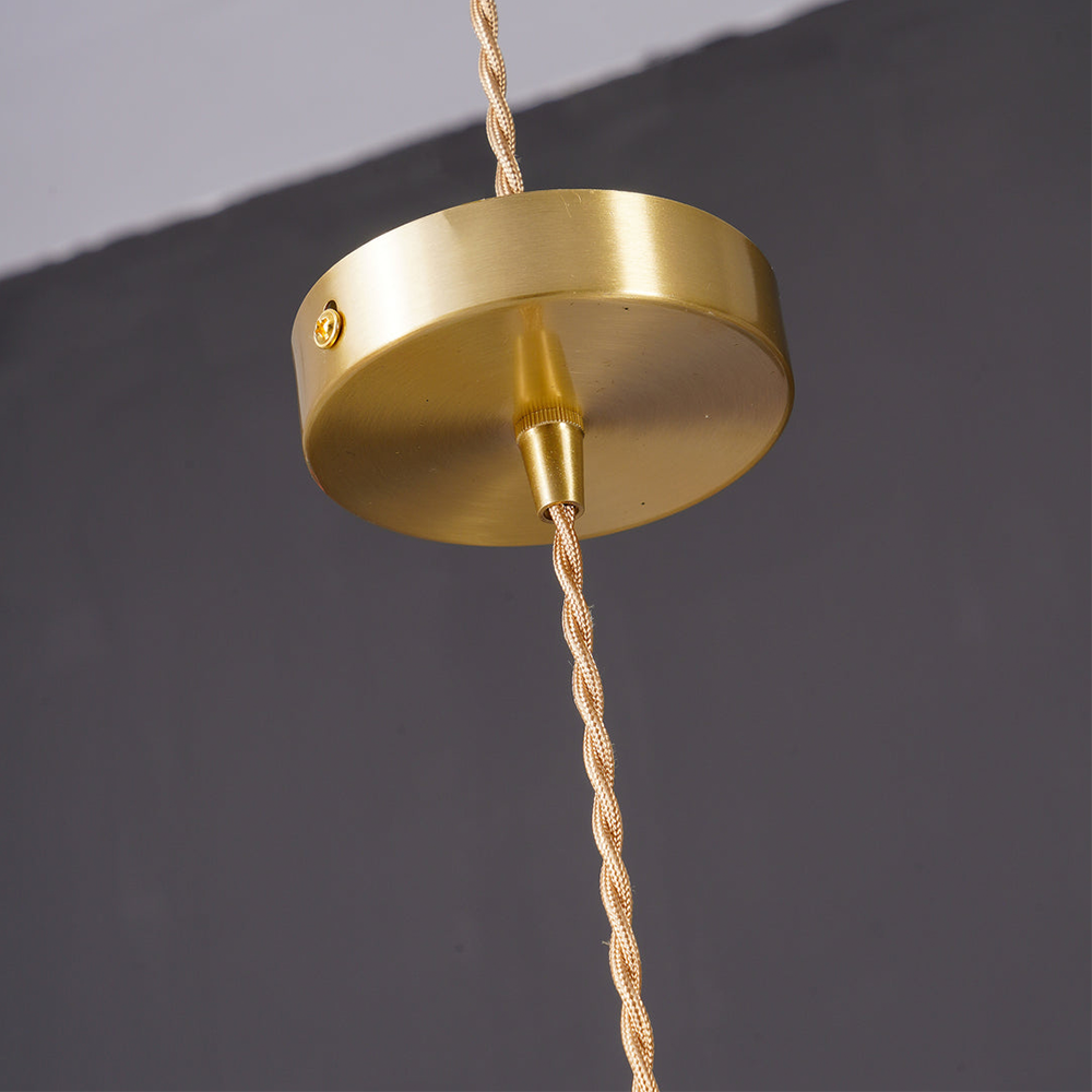 Sophisticated hibiscus flower pendant lamp, a glass and brass lighting fixture for modern homes.