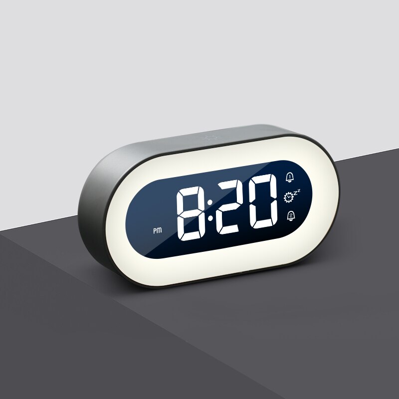 Digital alarm clock with dimmable night light, providing a gentle light and reliable alarm.