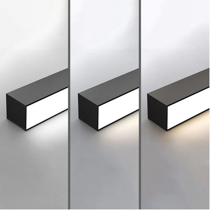 Modern linear LED light, industrial aesthetic, provides versatile indoor lighting for any contemporary home.