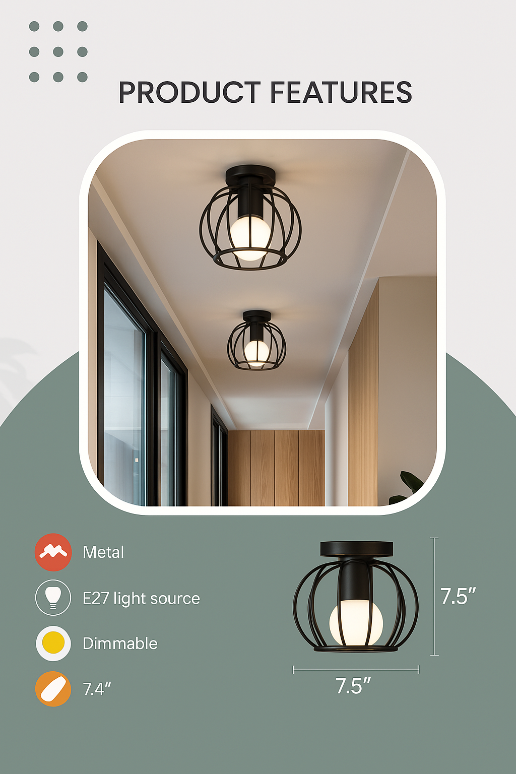 Contemporary industrial ceiling light, black open design fixture. Stylish modern home decor lighting for any room.