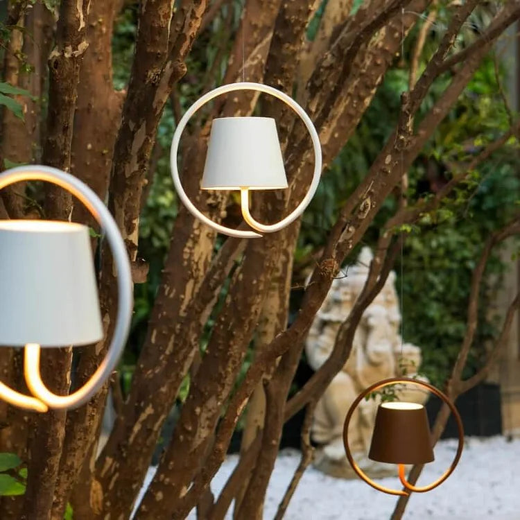 Sleek AuraGlow cordless LED pendant light, perfect for modern home decor, indoor or outdoor use.
