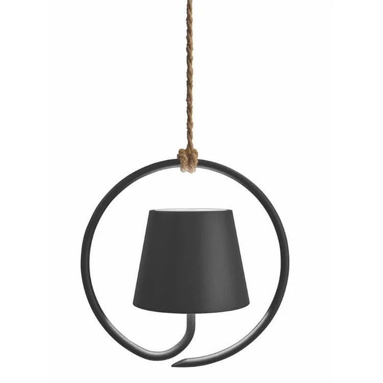 Portable AuraGlow LED pendant lamp, rechargeable and dimmable, ideal for accent lighting anywhere.