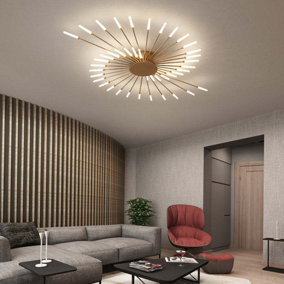 Elegant gold LED ceiling light, blending seamlessly with modern and classic decor styles