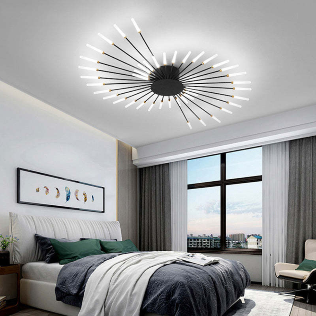 Compact black LED ceiling light, offering powerful illumination for smaller spaces