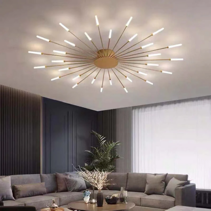 Stylish black LED ceiling light with sleek lines, ideal for contemporary living rooms