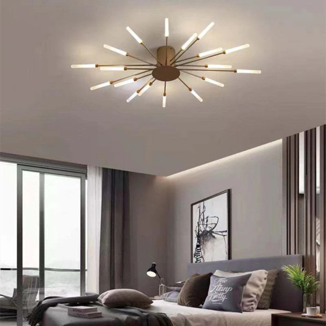 Modern circular black LED ceiling light, offering efficient indoor lighting