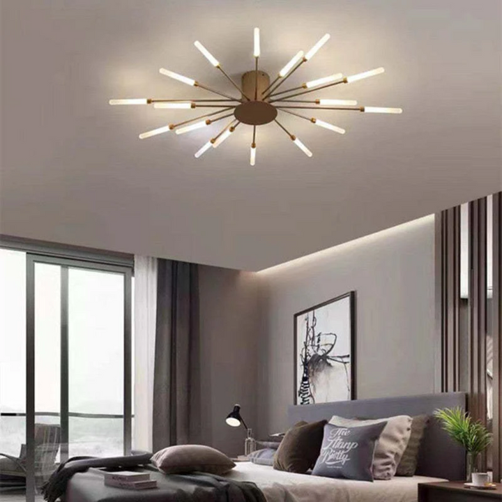 Modern circular black LED ceiling light, offering efficient indoor lighting