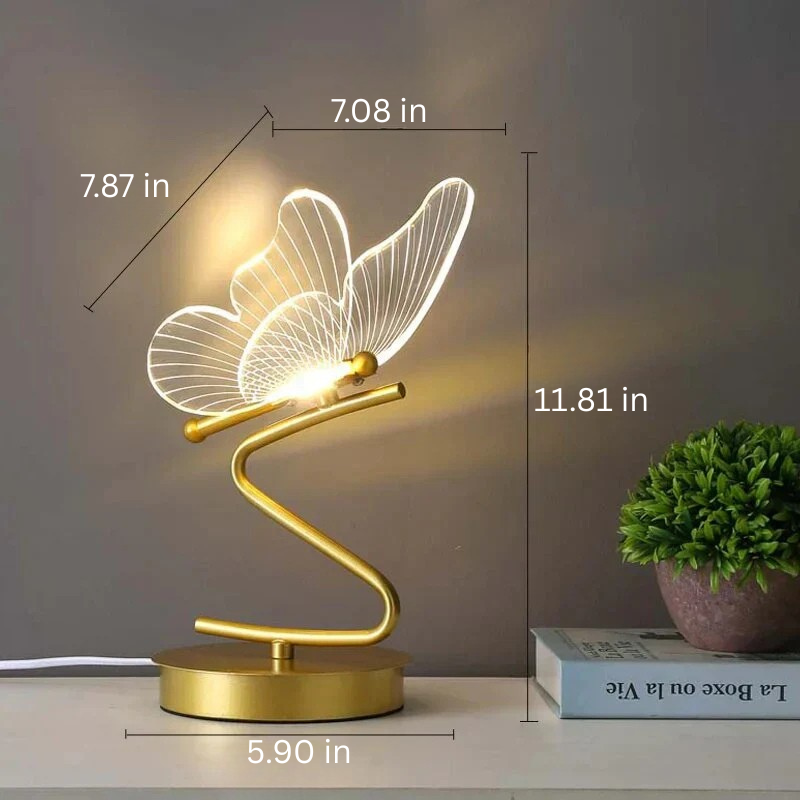 Artistic LED butterfly lamp, casting beautiful shadows, making it a focal point in any modern room