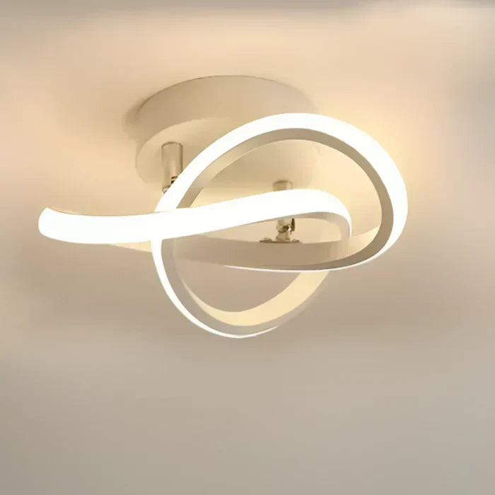 Contemporary LED ceiling lamp with elegant double ring design, an energy-efficient light fixture for modern homes.