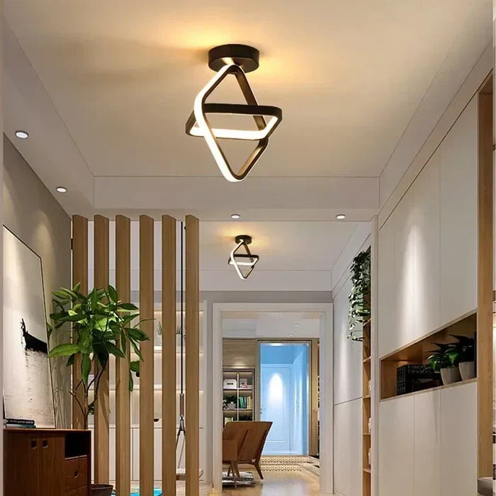 Stylish double ring LED ceiling lamp, modern & energy-efficient light fixture for any room.