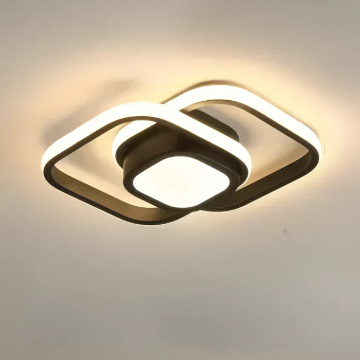Sleek double ring LED ceiling lamp, modern light fixture offering energy-efficient illumination for your home.
