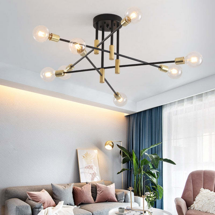 Sleek black gold LED ceiling light, contemporary design, perfect for elegant home lighting.