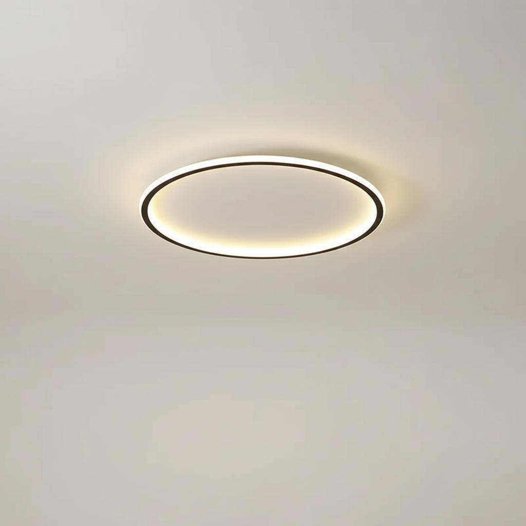Close-up of Modern LED Ceiling Light's brushed aluminum finish, quality construction