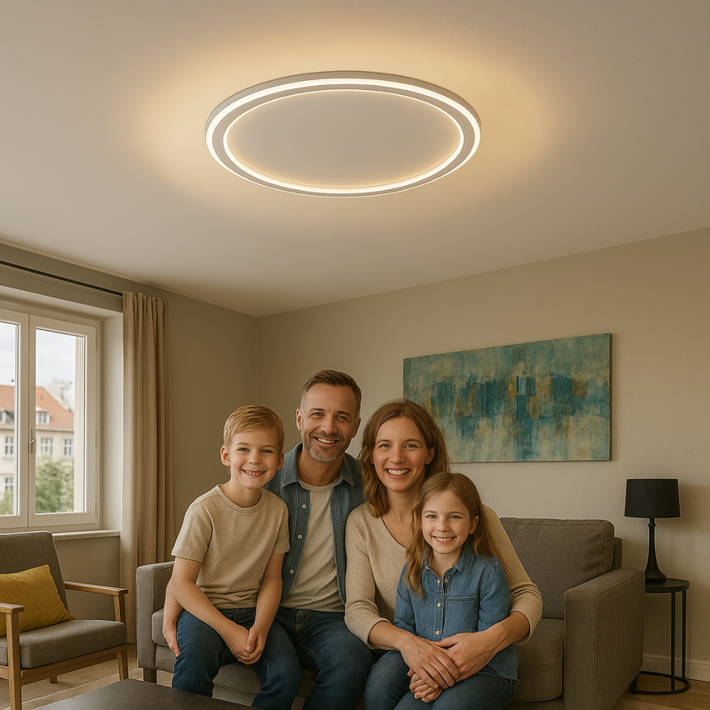 Modern Deckenleuchte Roomlight, white acrylic diffuser, soft lighting effect