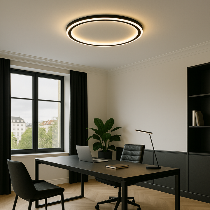 Hallway featuring a contemporary LED light, energy saving, black finish a