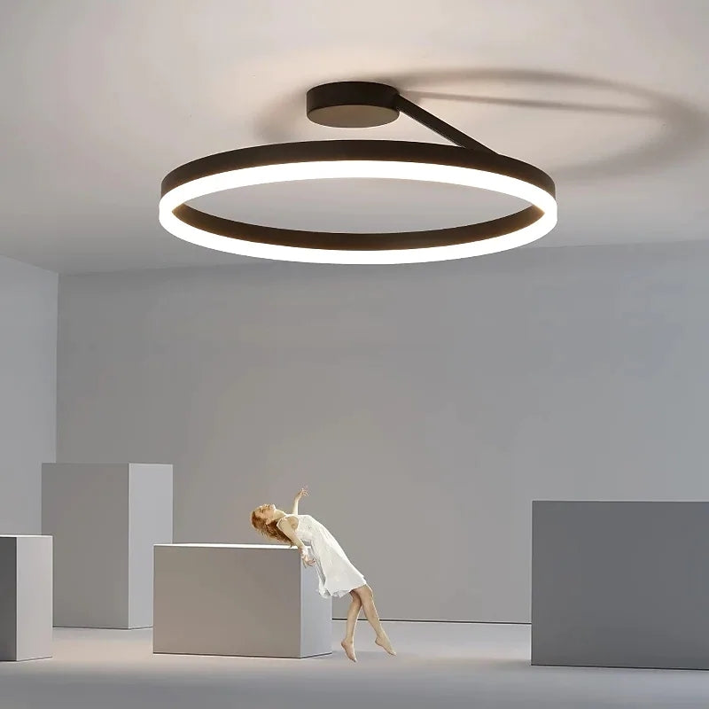 Contemporary LED ceiling fixture, Luminara, perfect for living room or bedroom lighting.