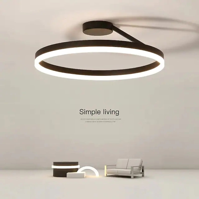 Energy-efficient modern LED ceiling light, Luminara, enhances bedroom or living area ambiance.