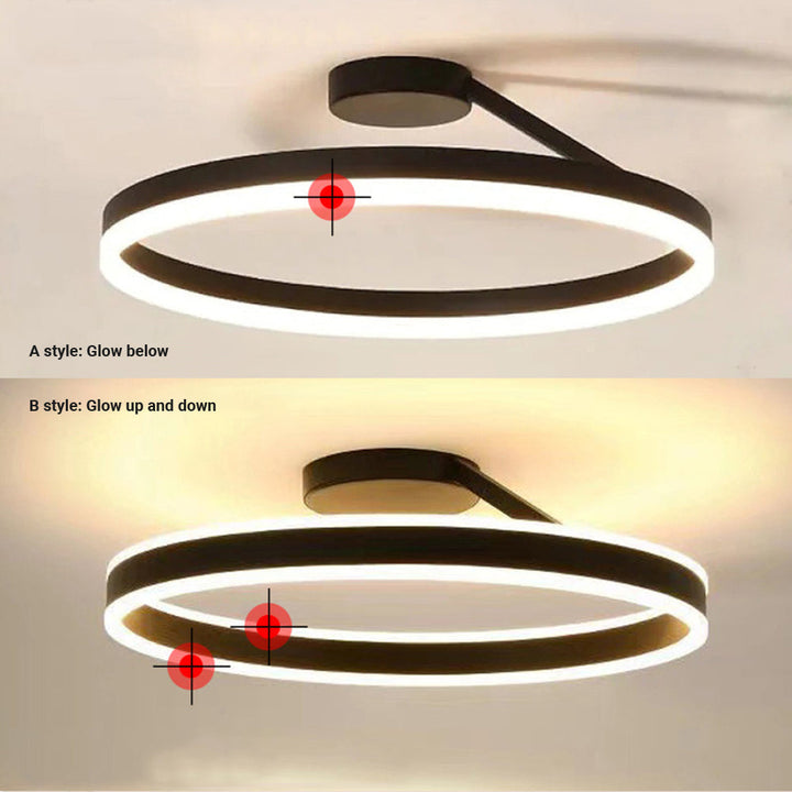 Contemporary LED ceiling light, Luminara, an essential modern lighting solution for homes.