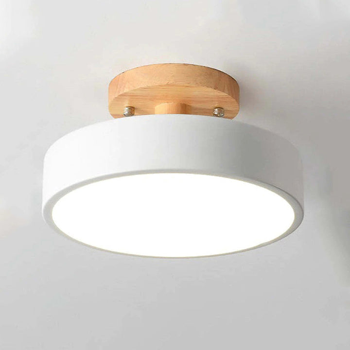 Modern LED ceiling fixture, LunaLux, provides ambient light & energy efficiency.