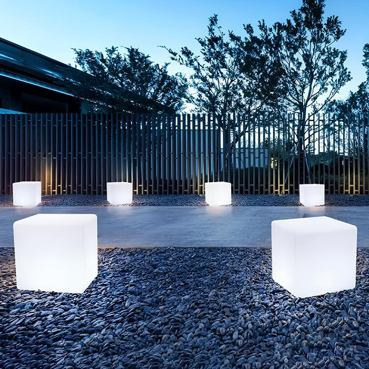 Modern LED Cube Garden Light, LumaCube, 16 colors, outdoor lighting