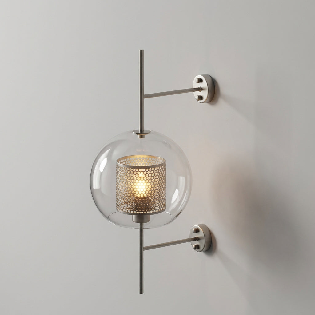 Modern decor LED wall sconce by Glasierra, showcasing its unique glass design and refined gold base.
