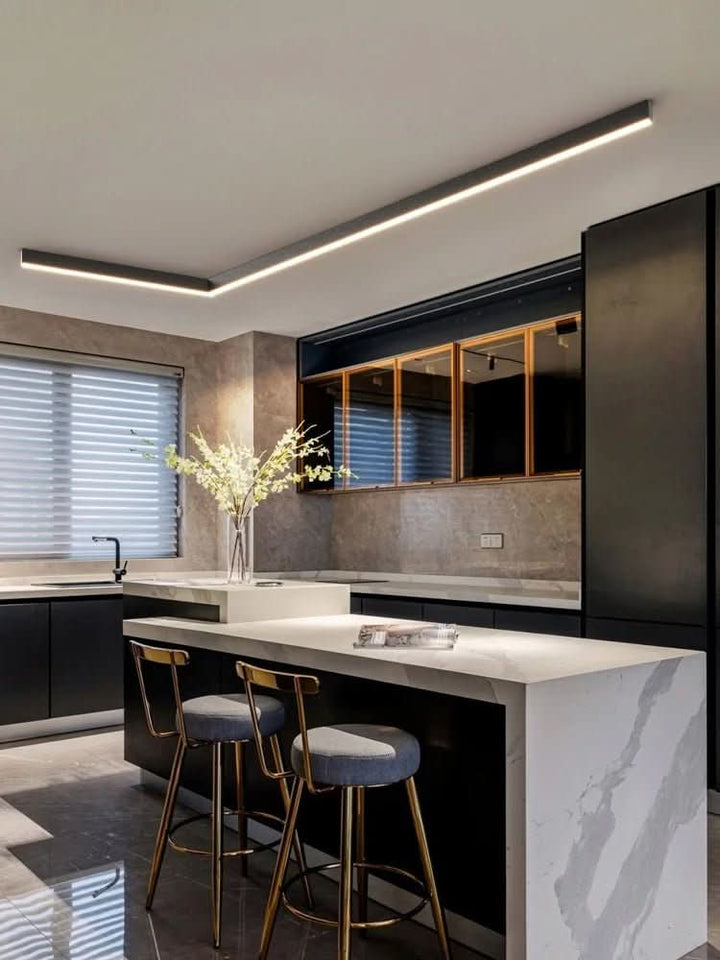Stylish Scandinavian LED ceiling light, minimalist design, flush mount luminaire.