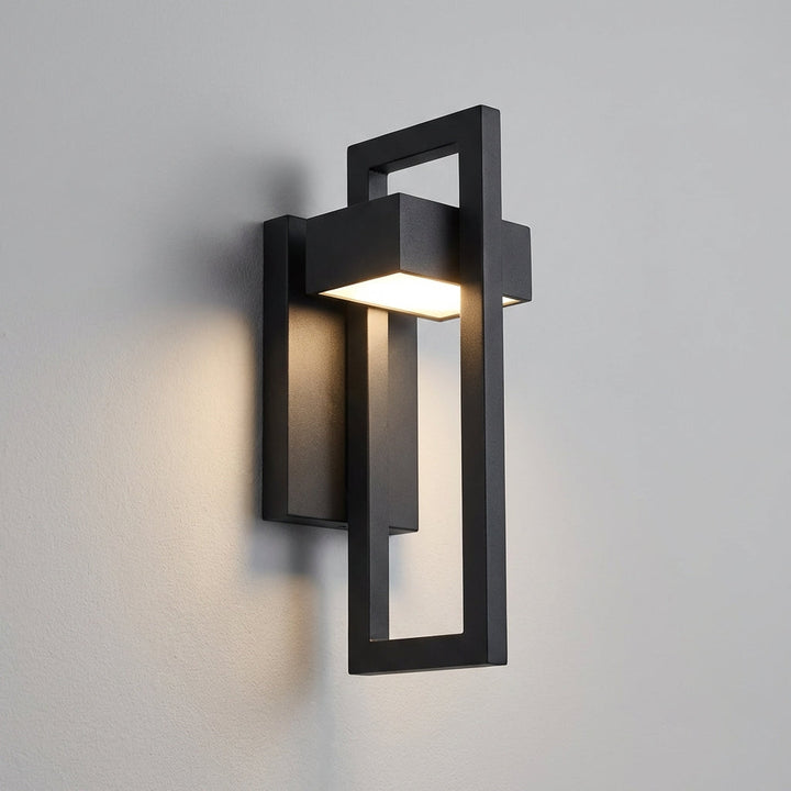LumaVell modern LED wall lamp, adjustable light beam, perfect for exterior home entrance, waterproof design.