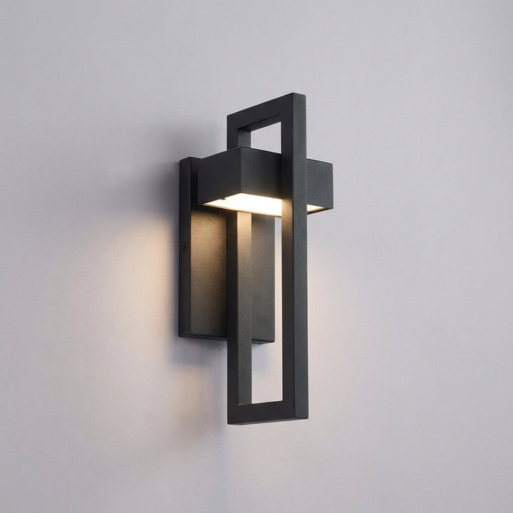 Energy-efficient LumaVell LED outdoor wall light, modern design enhances home exterior, provides bright entrance lighting.