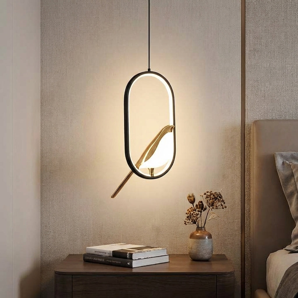 Modern LED pendant ceiling light with a minimalist design, perfect for contemporary home decor.
