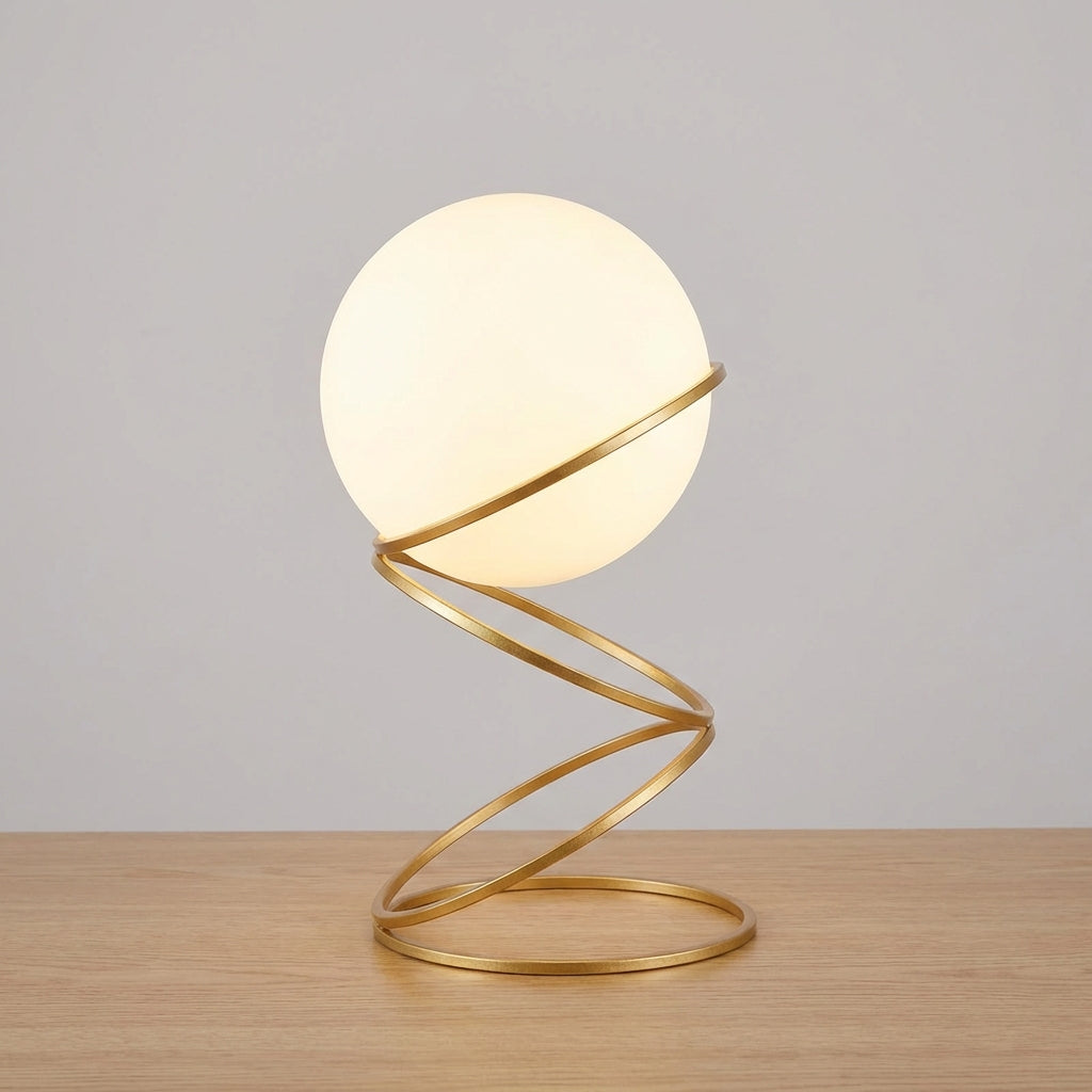 Stylish LED spiral table lamp, Spiralis, featuring a unique acrylic design for bedroom nightstand lighting
