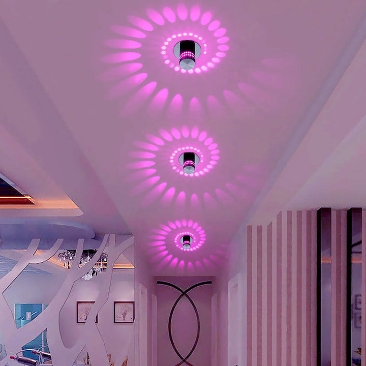 Close-up of a LumoSpiral LED lamp showing its unique modern spiral design.