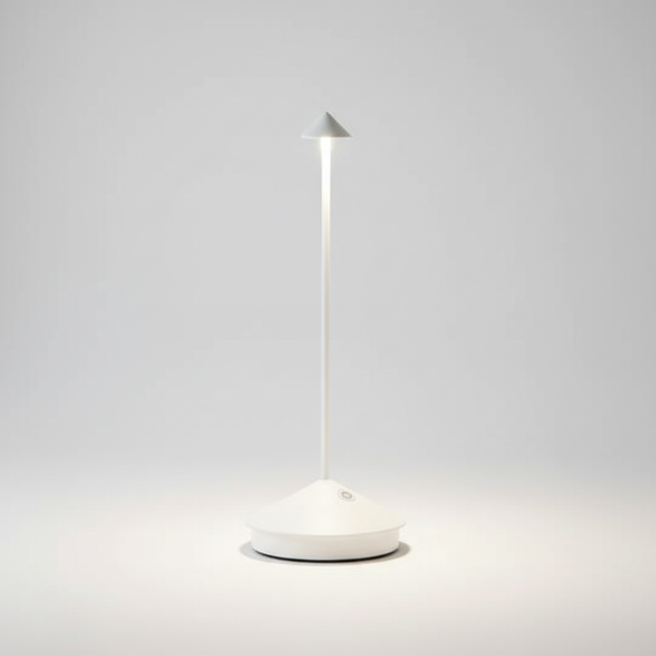 Practical LED table lamp, waterproof and rechargeable, offering touch-activated light