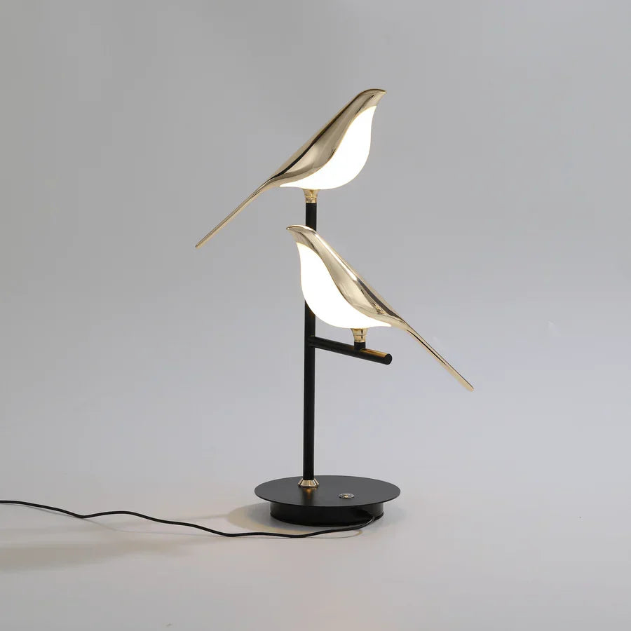 Luxury LED table lamp with sleek galvanized gold finish. A modern home decor piece, perfect for ambient light.