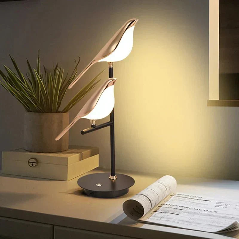 Elegant modern LED table lamp with galvanized gold finish. AvaBird design for luxury home decor and lighting.